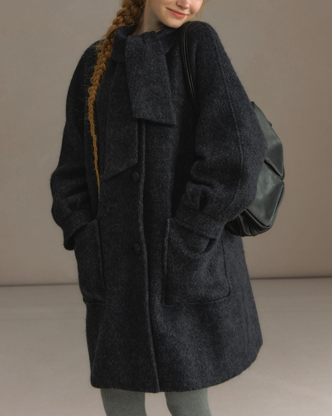 Bowtie Collar A-line Coat　CT023