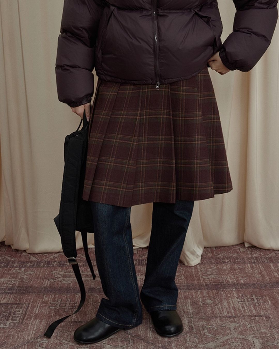 Retro Pleated Check Skirt　SK010