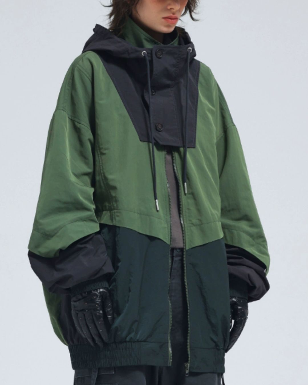 Oversized Colorblock Nylon Jacket　JK072