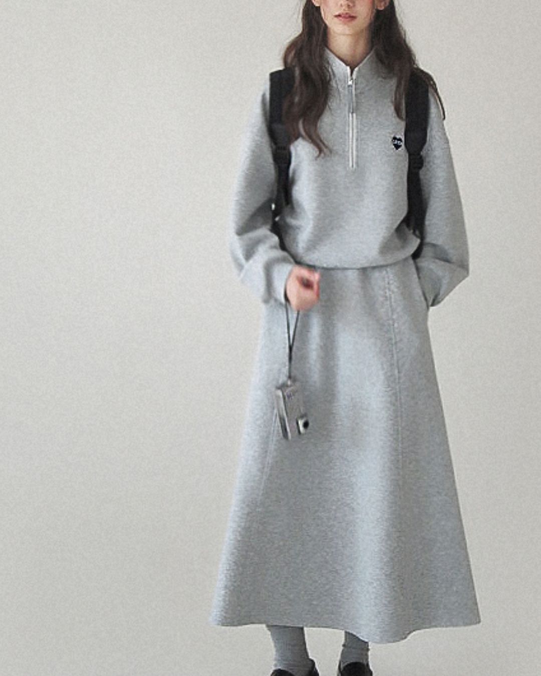 Heart Half-zip Sweat & Skirt　SW004
