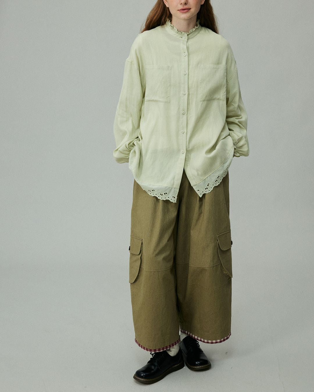 Stand Collar Frill Shirt　LS001