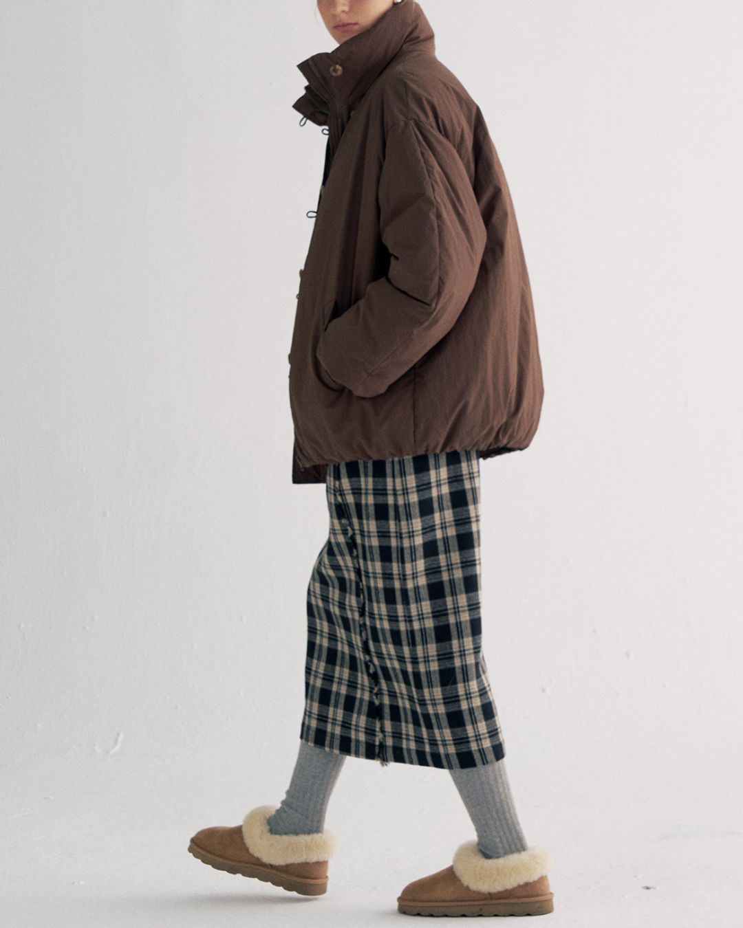 White Duck Down Gathered Jacket　JK079