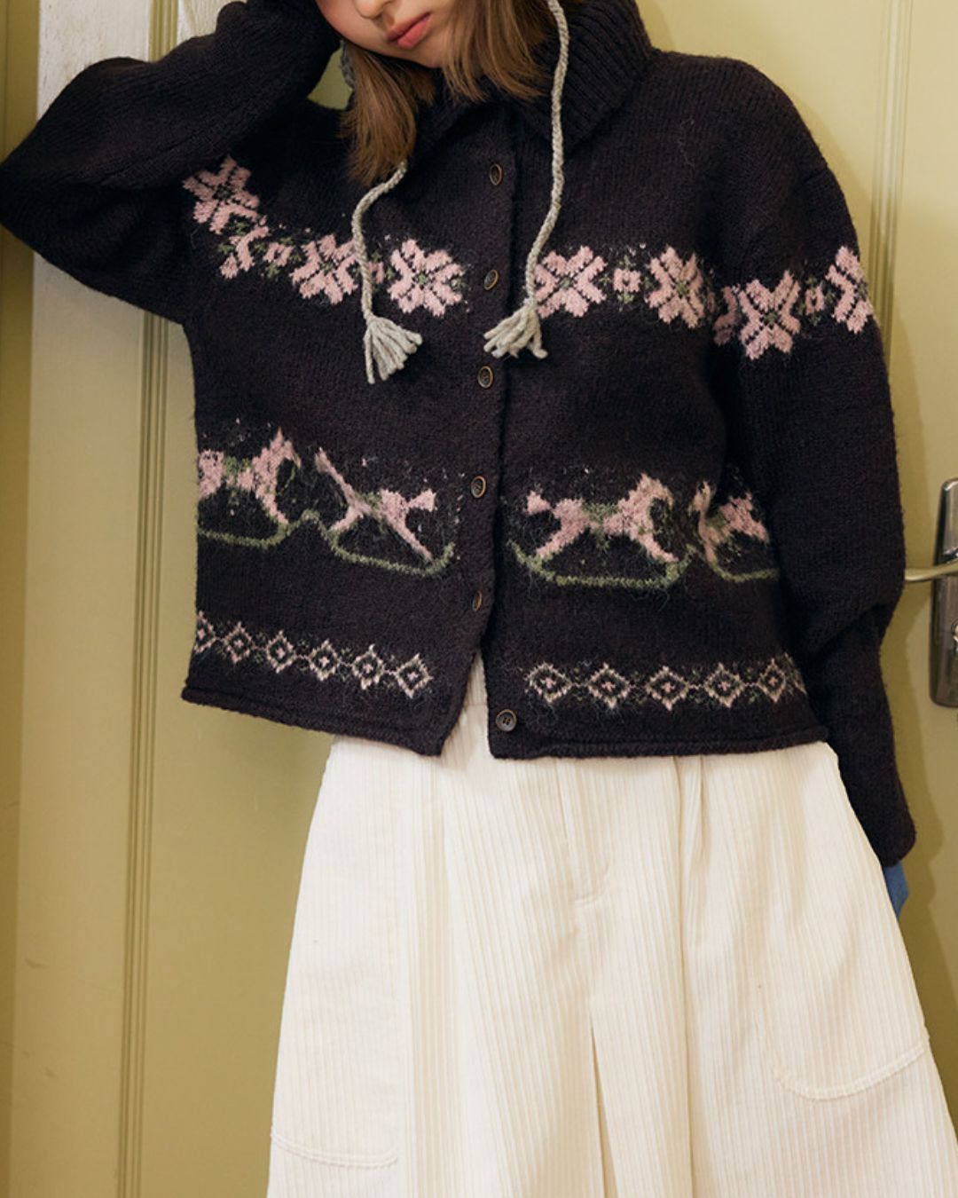 Horse Jacquard Collared Knit　KN087