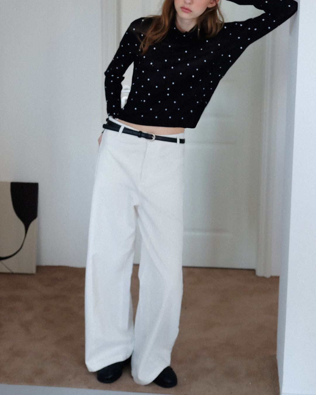 Airy High-neck Polka Dot Knit　KN037