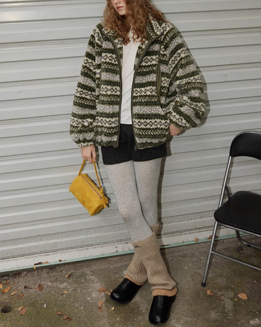 Fleece All-over Border Jacket　JK042