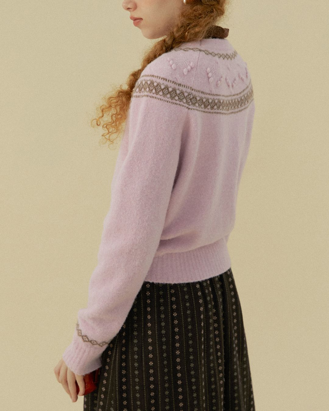 Pom-pom Fair Isle Sweater　KN078