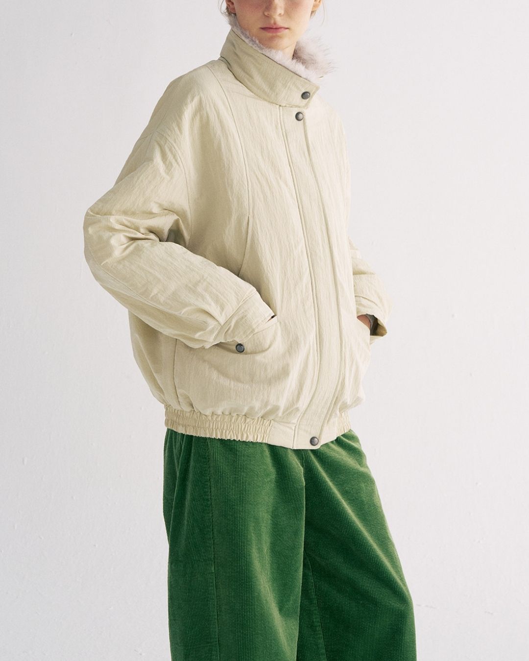 Detachable Fur Collar Quilted Jacket　JK078