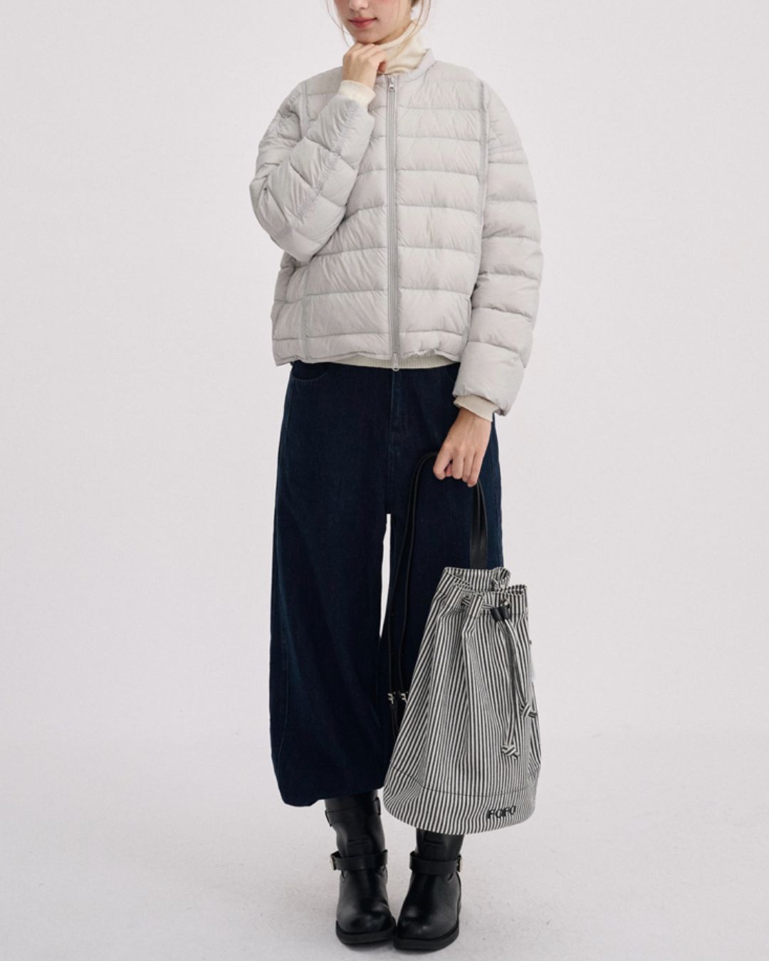 No-collar Drop Shoulder Down Jacket　JK068