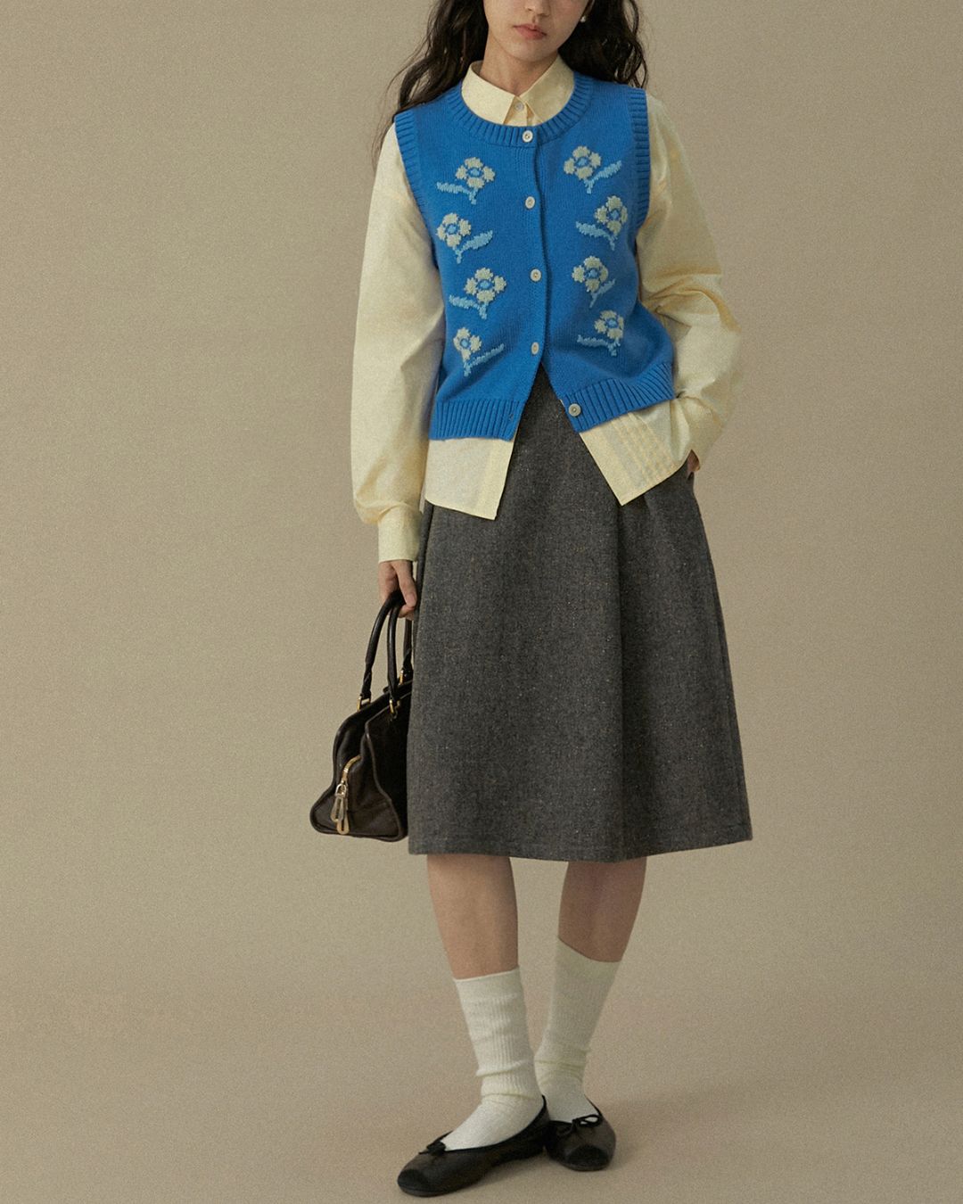 Nep Knee-length Cocoon Skirt　SK015