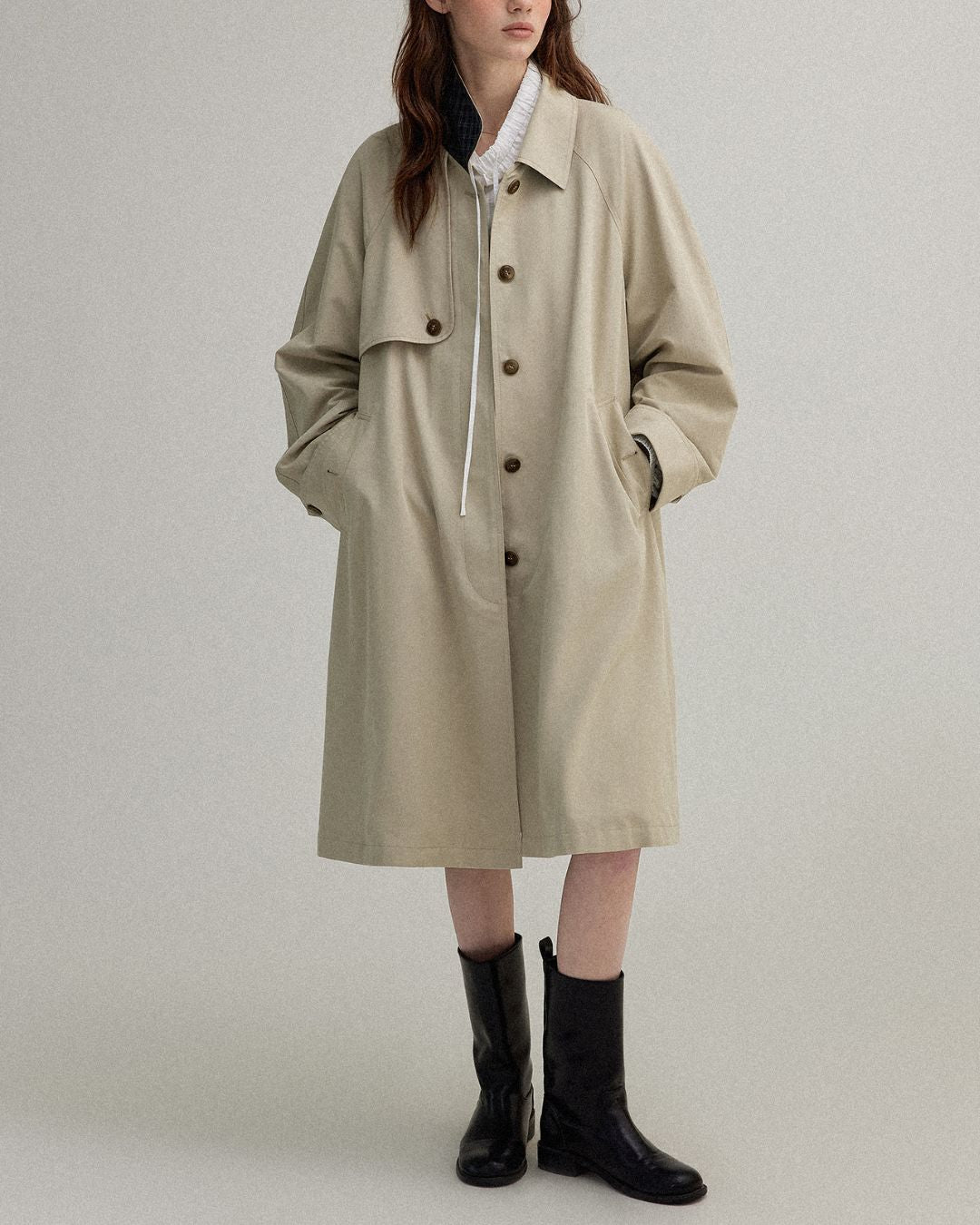 Back Pleated Trench Coat　CT001