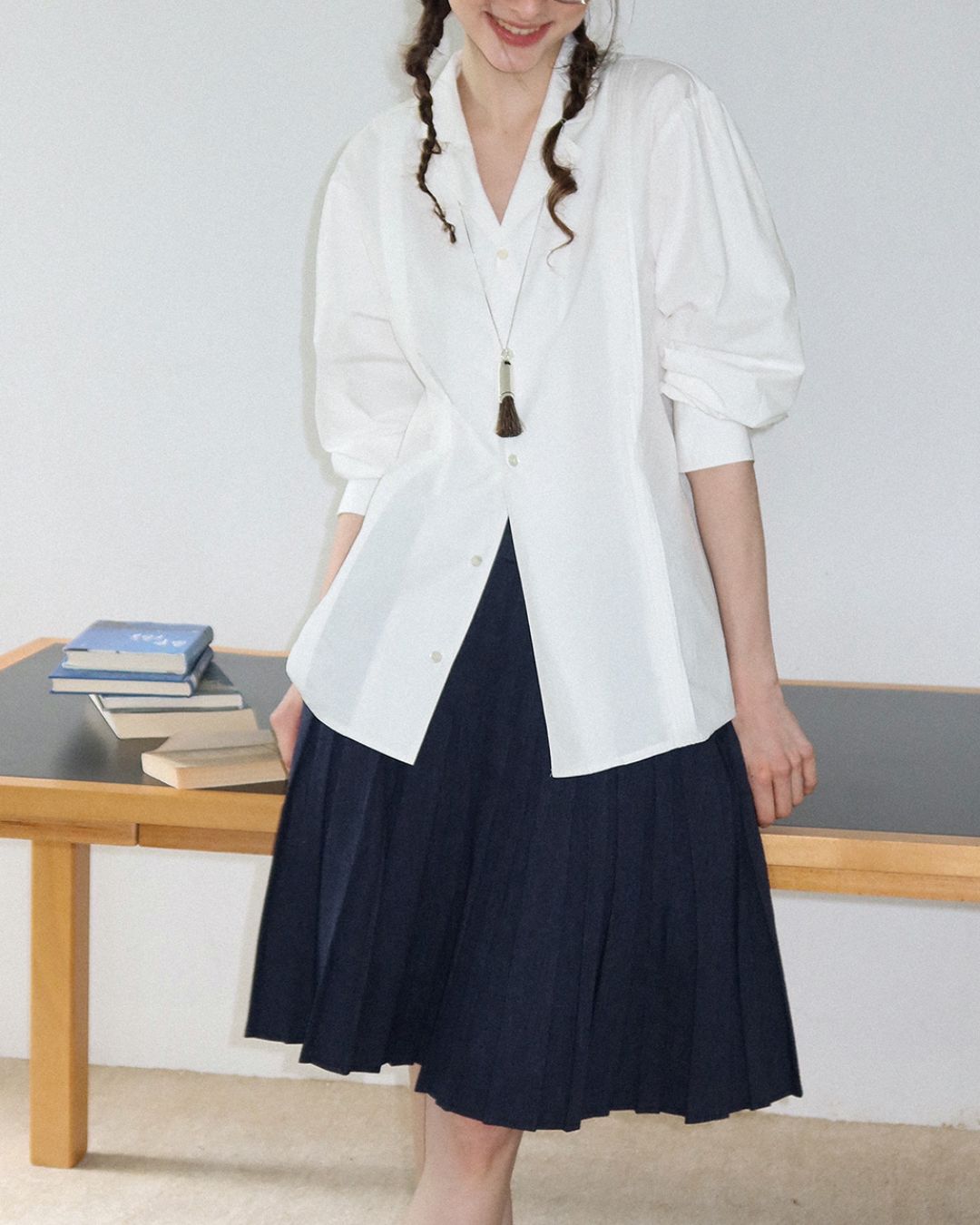 Open Collar Long Sleeve Shirt　LS012