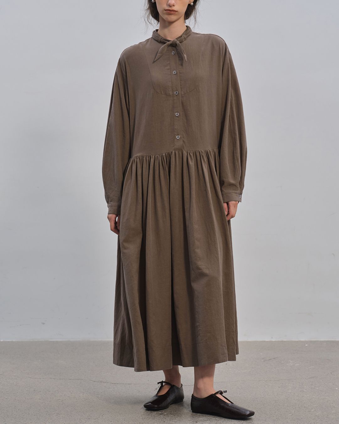 Gathered Long Shirt Dress　OP003
