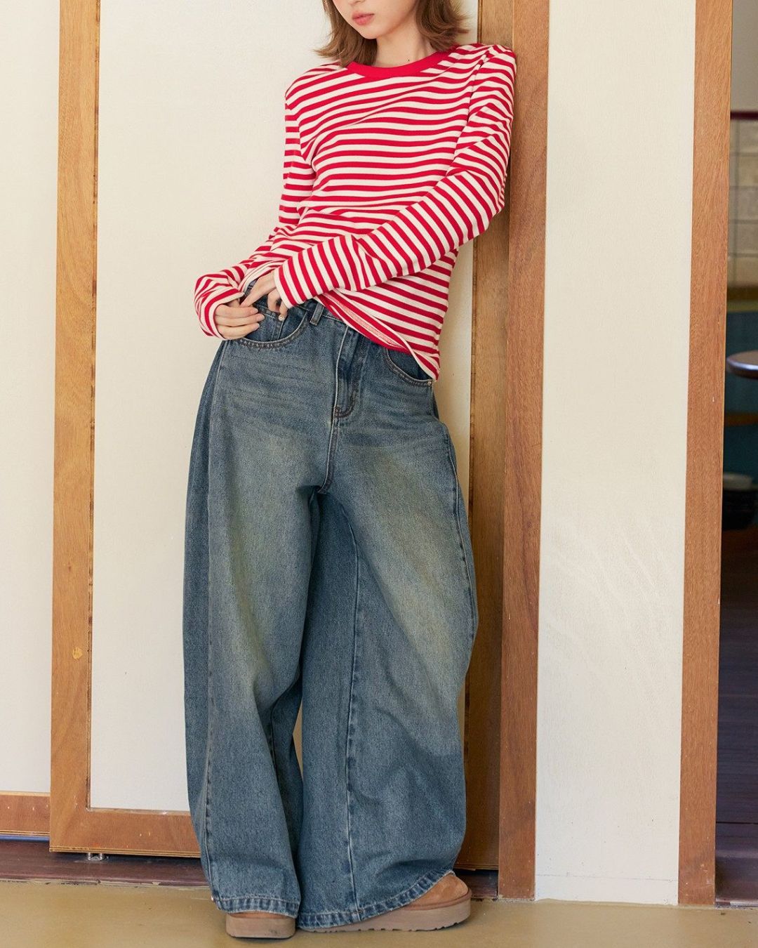 Wide-leg Twist Denim Pants　DP013