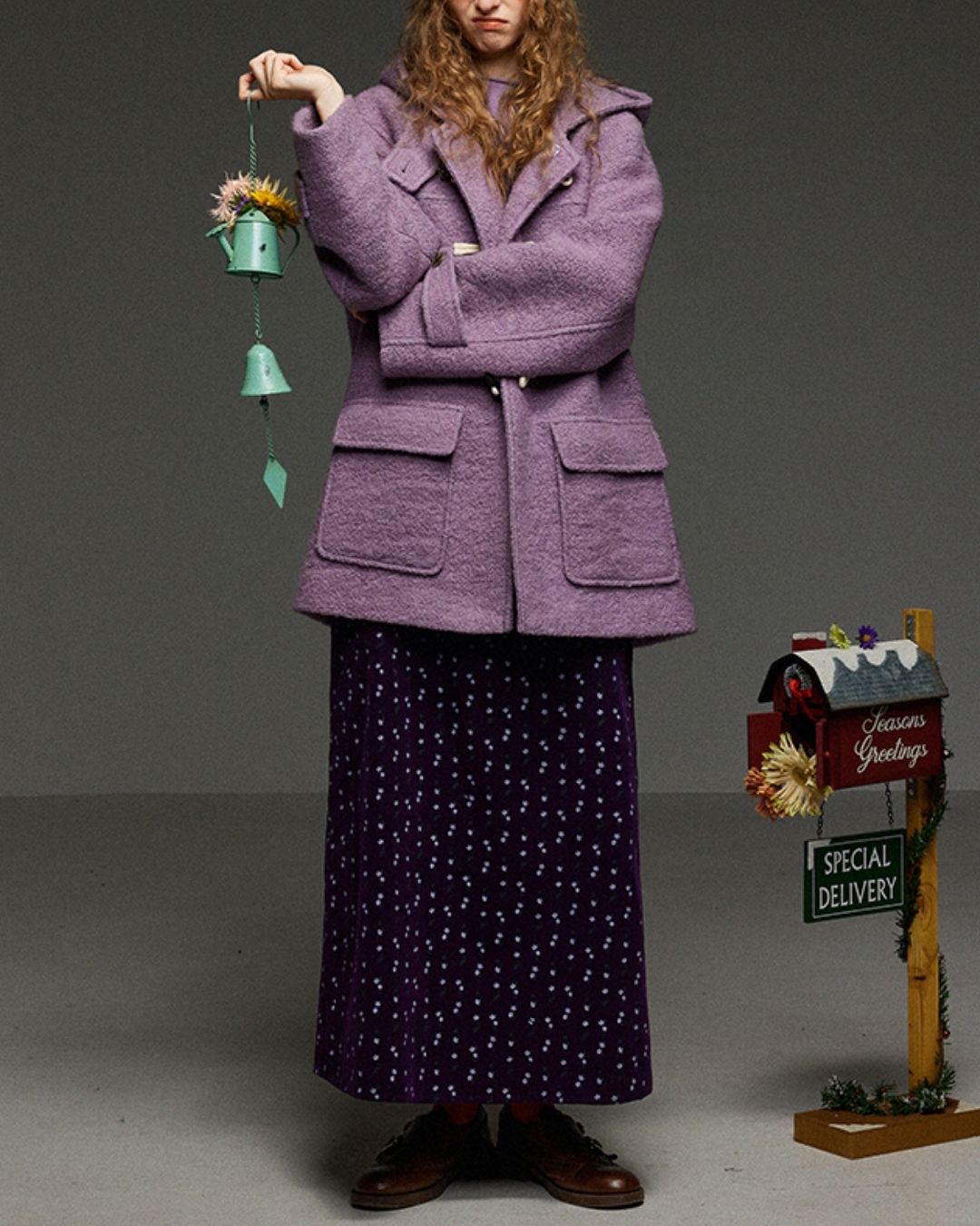 Retro Flower Corduroy Long Skirt　SK013