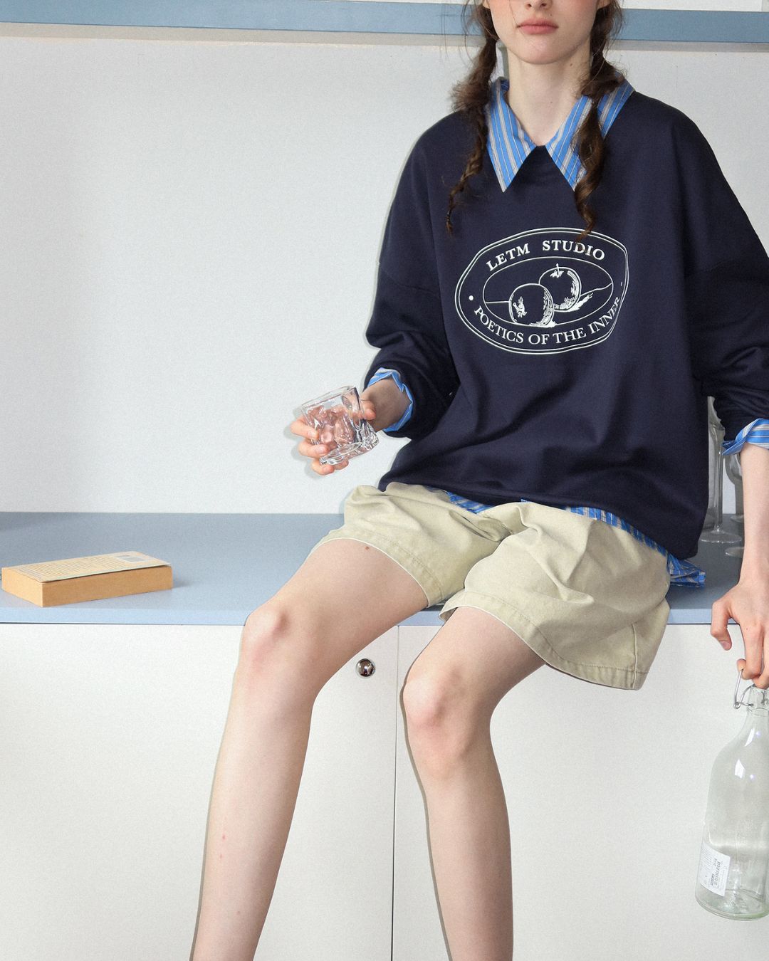 Double Zipper Striped Shirt　LS014