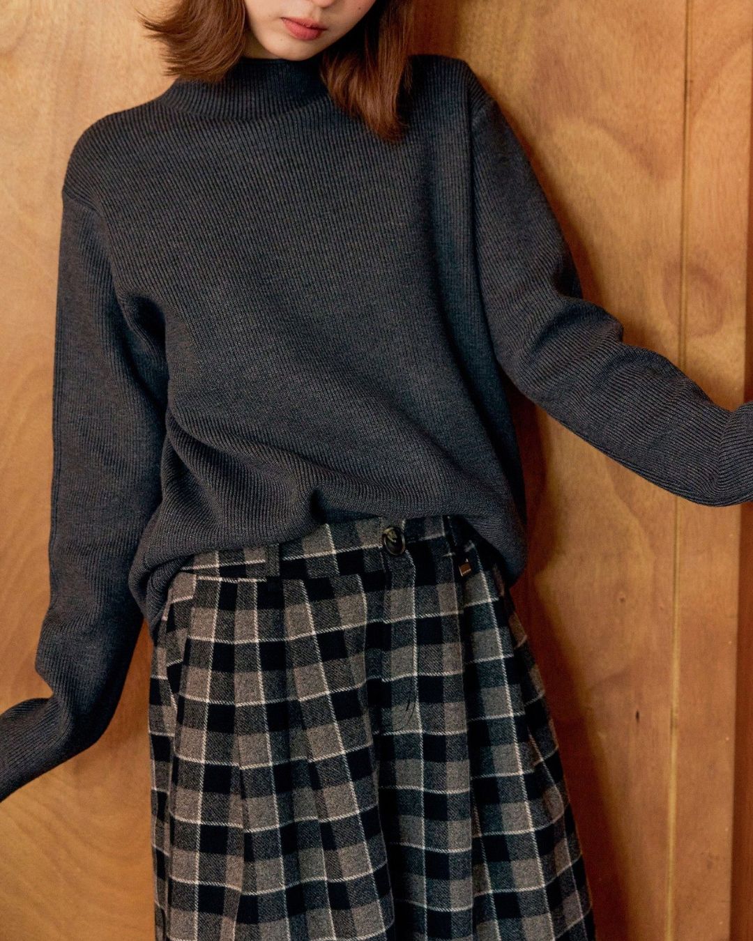 Basic Rib Mock Neck Knit　KN090