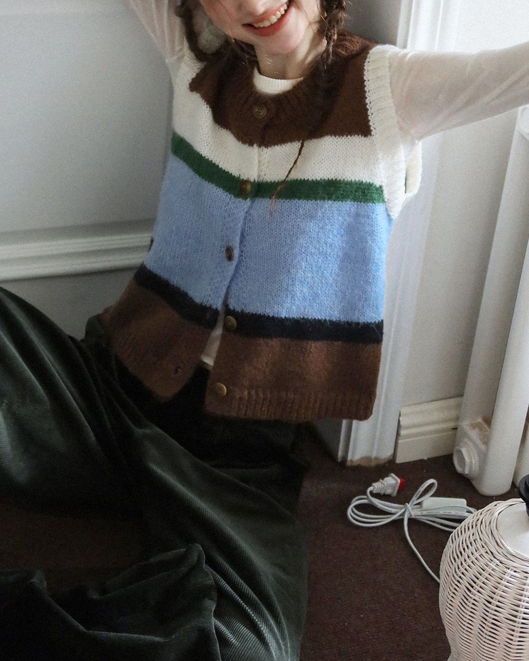 Contrast Color Knit Vest　KN019