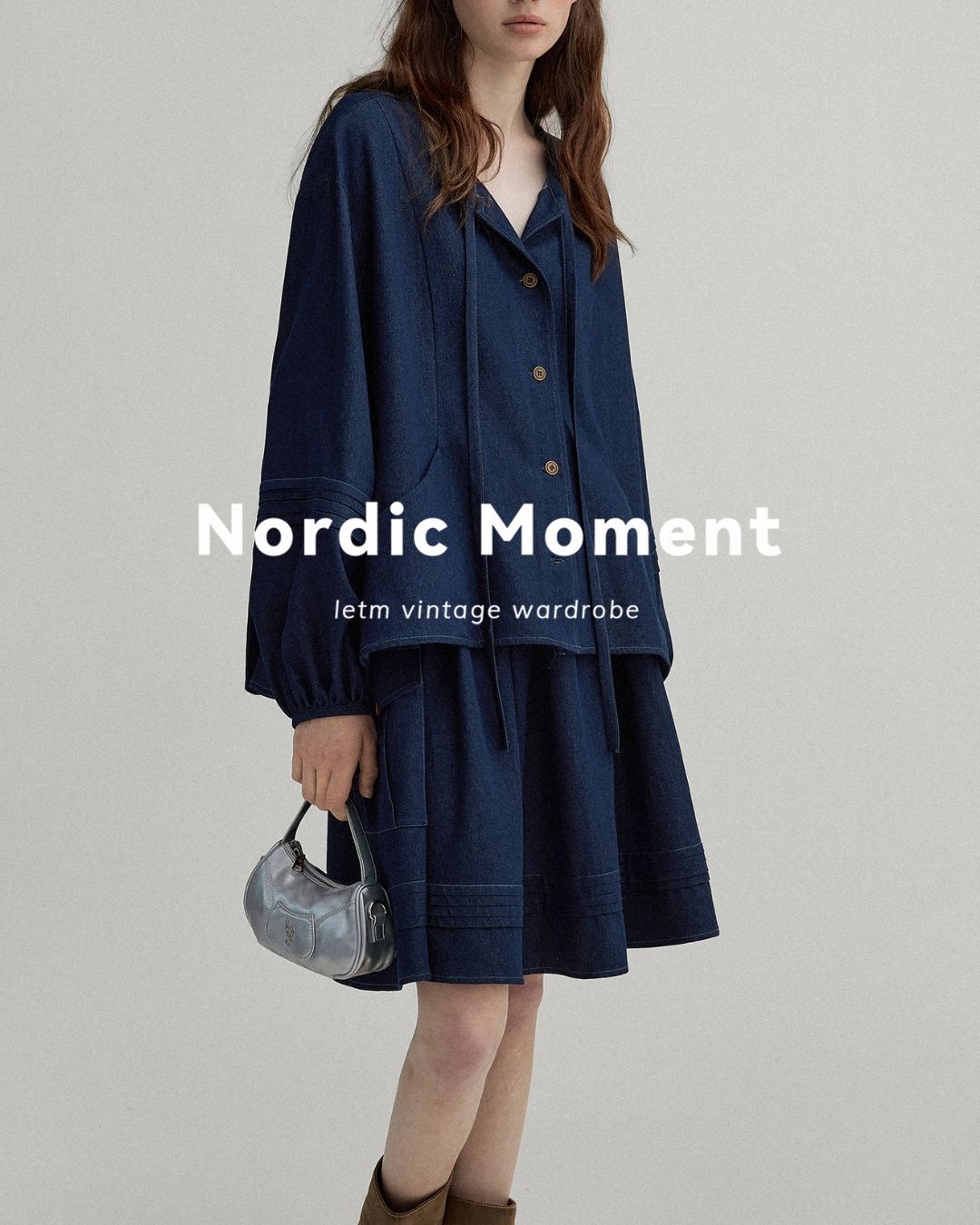 A-line Pleated Shirt ＆ Knee-length Skirt　LS011