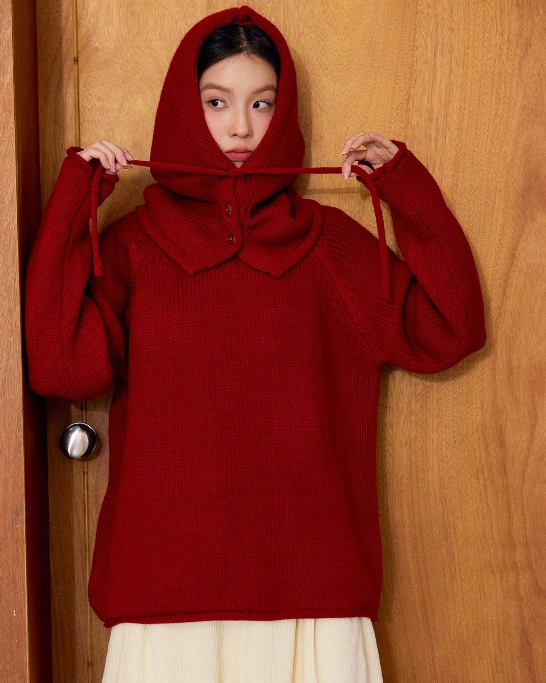 Loose Crew Neck Knit With Balaclava　KN089