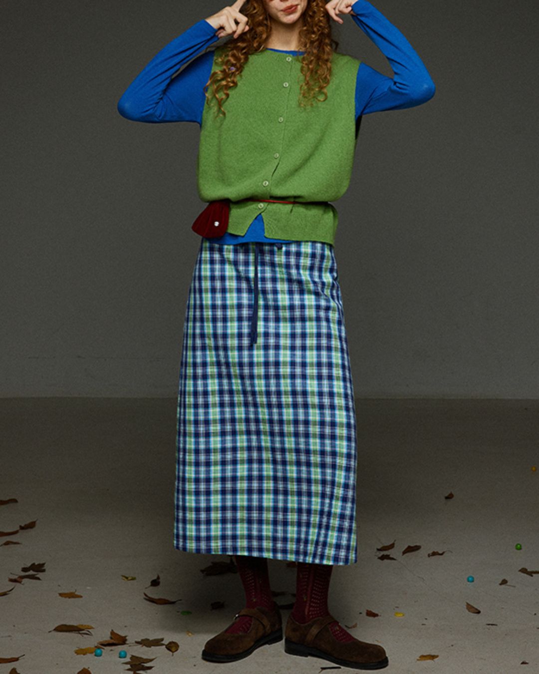 Retro Knit Front Button Vest　KN034