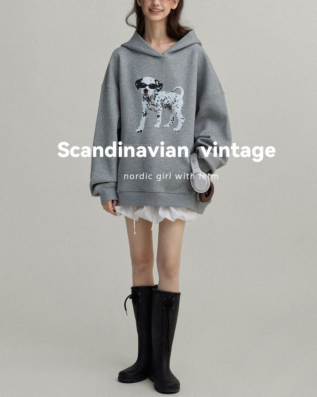 Dalmatian Print Oversized Hoodie　HD002