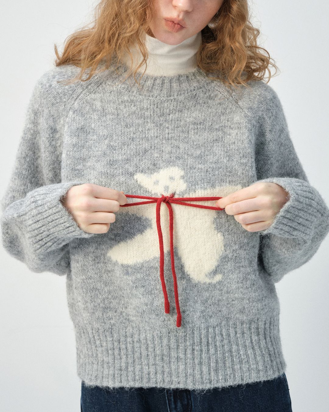 Bow Tie Bear Wool Sweater　KN040