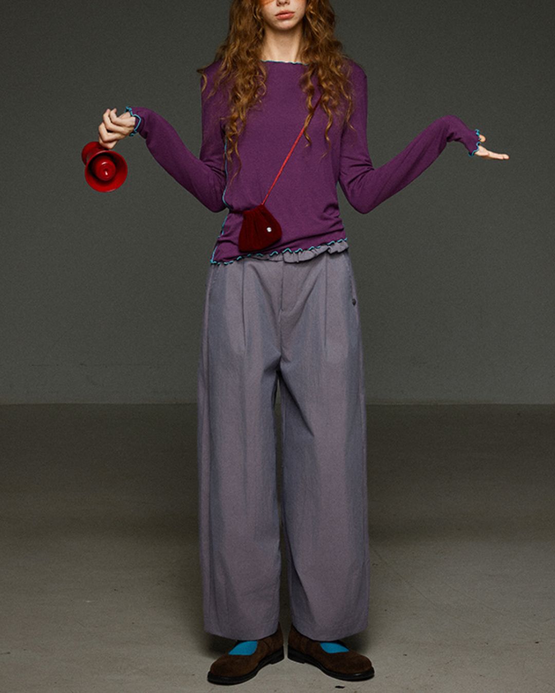 Color Stitch Mellow Frill T-shirt　LT013