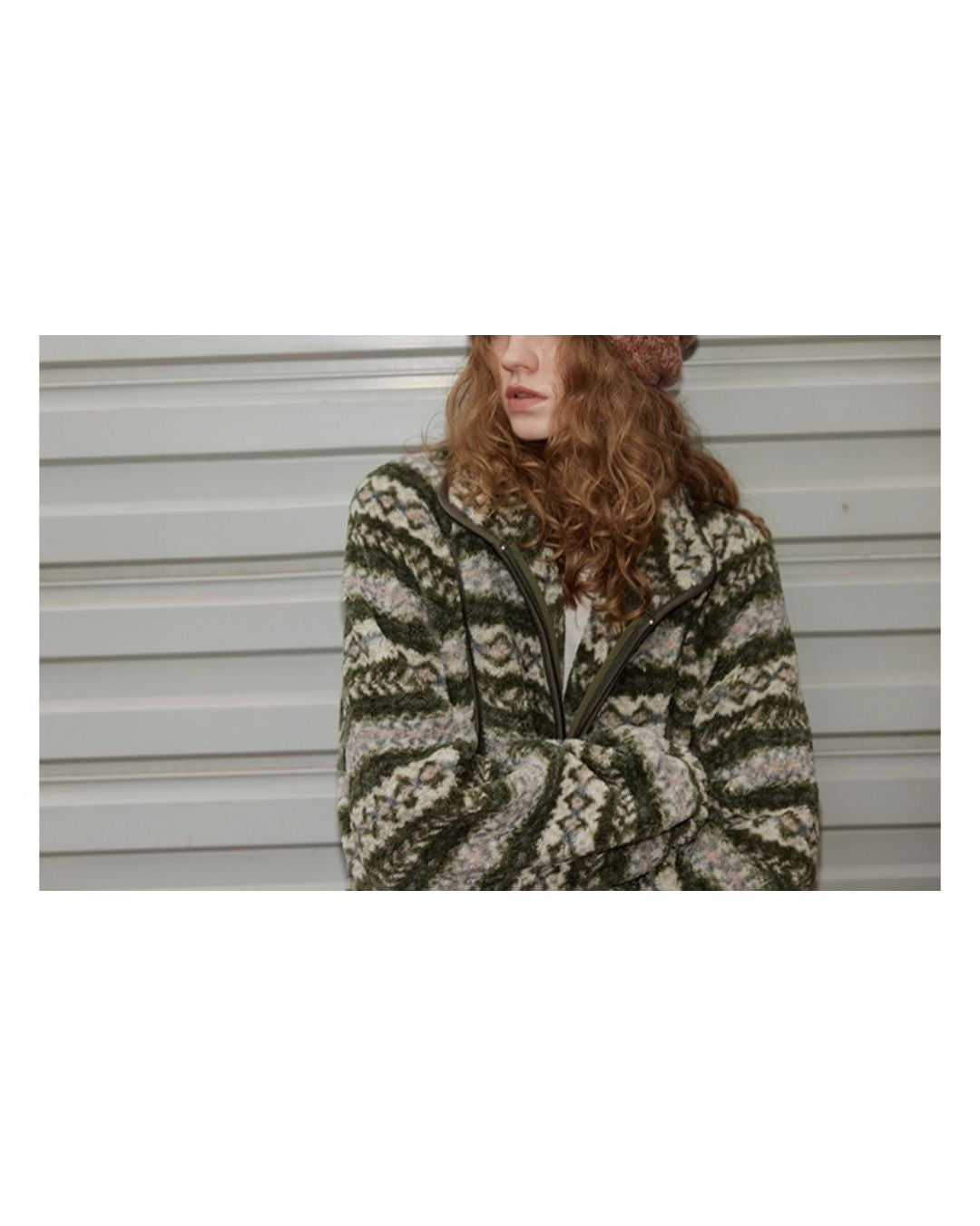 Fleece All-over Border Jacket　JK042