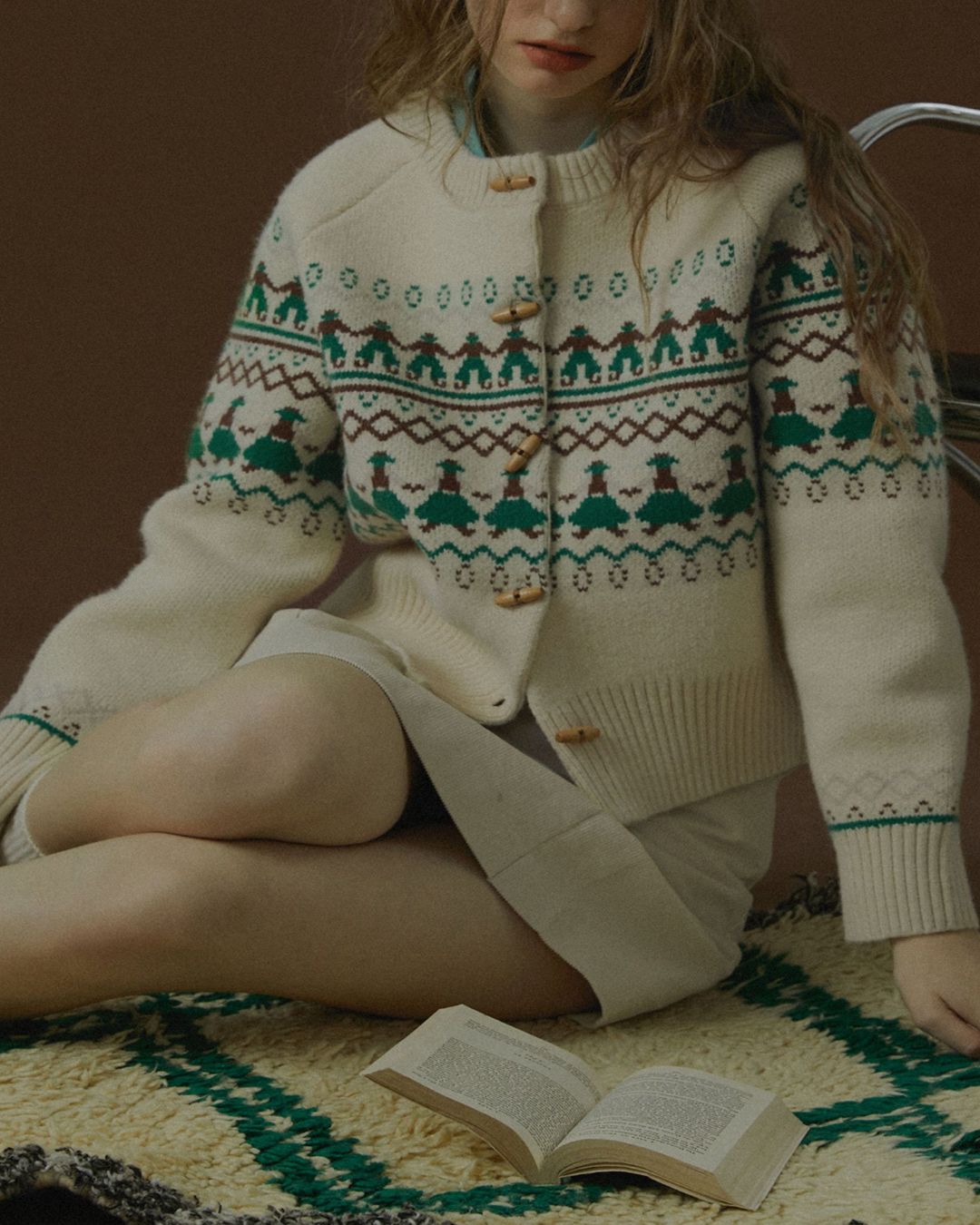 Fair Isle Retro Knit Cardigan　KN039