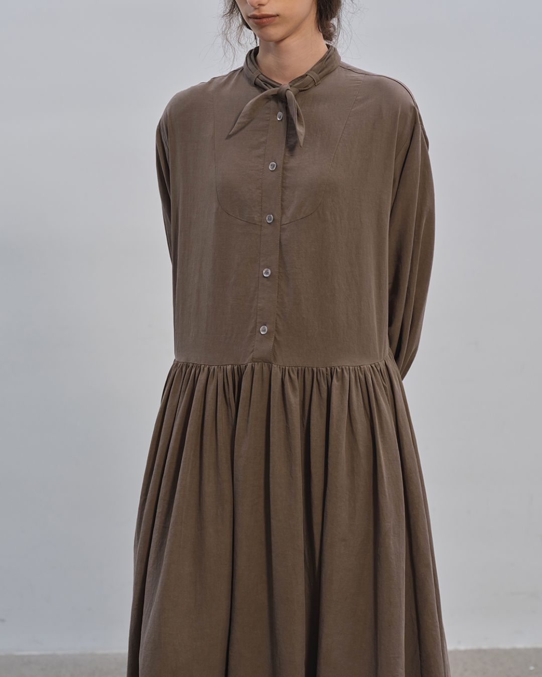 Gathered Long Shirt Dress　OP003