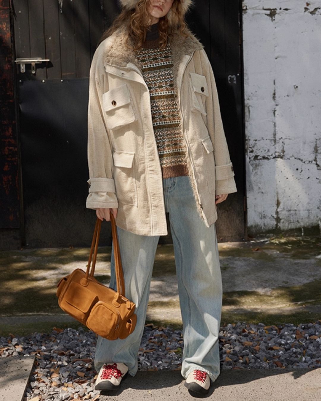 Fur-lined Corduroy Work Jacket　JK045