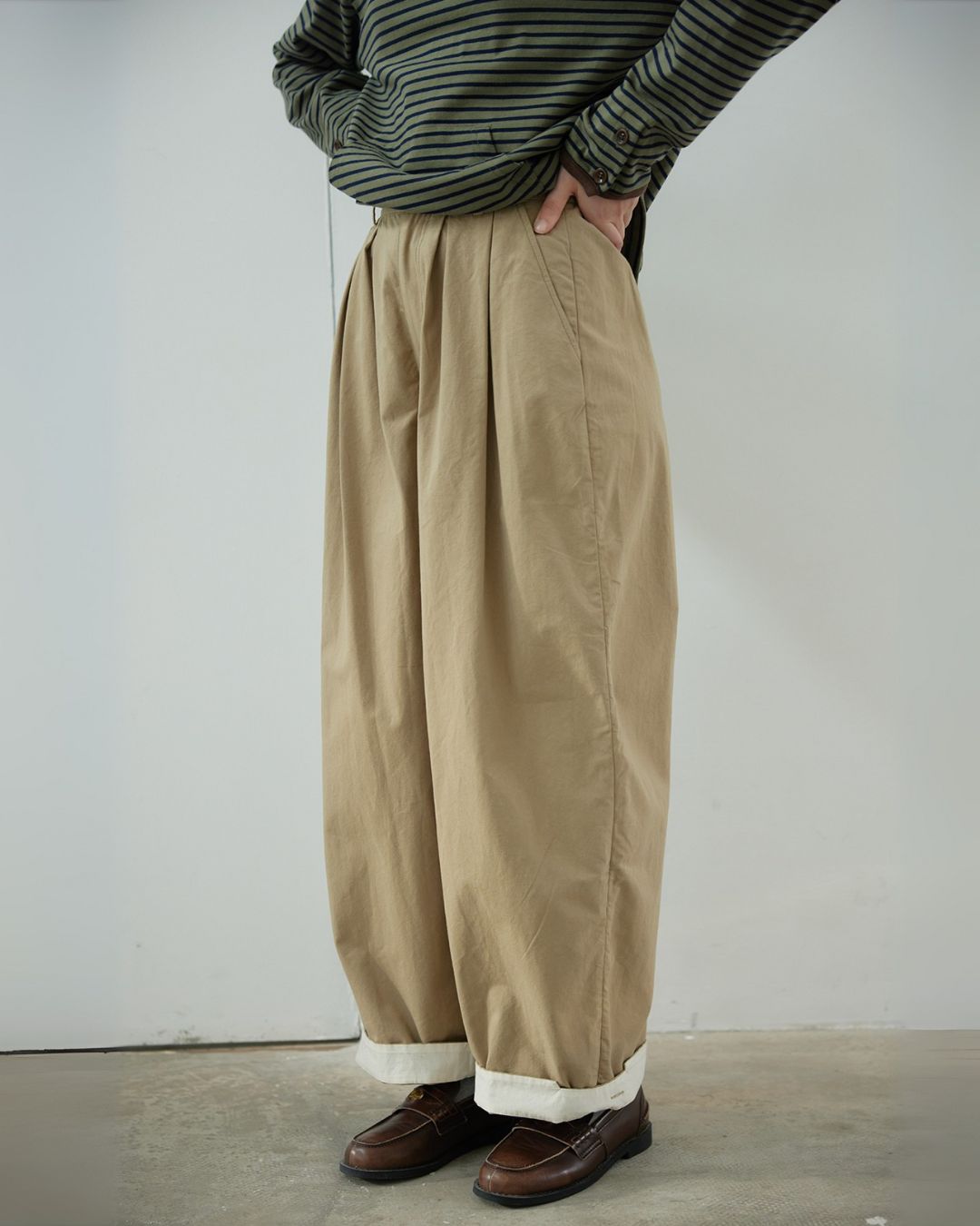 Casual Wide Tuck Pants　PT013