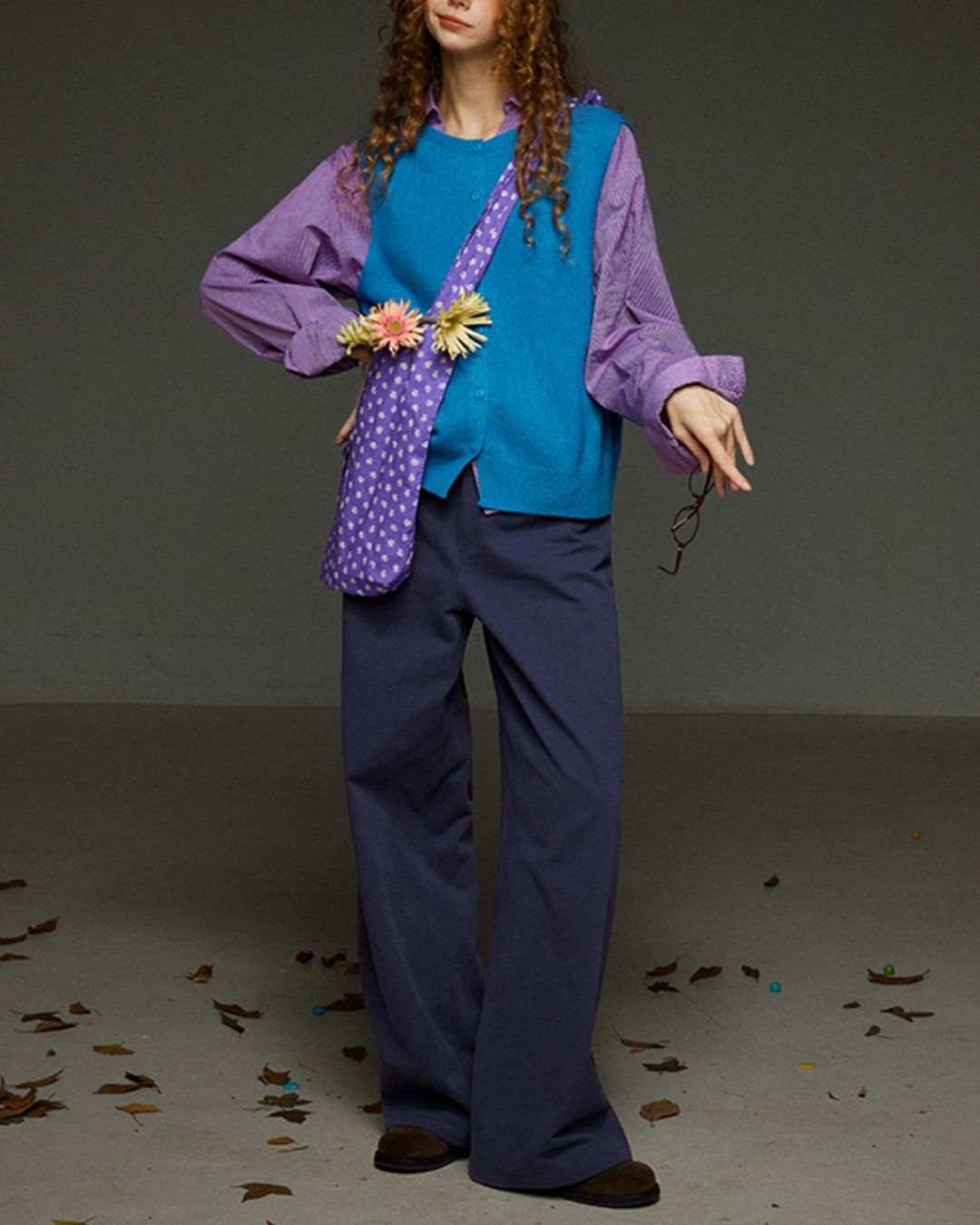 Collared V-neck Loose Shirt　LS029