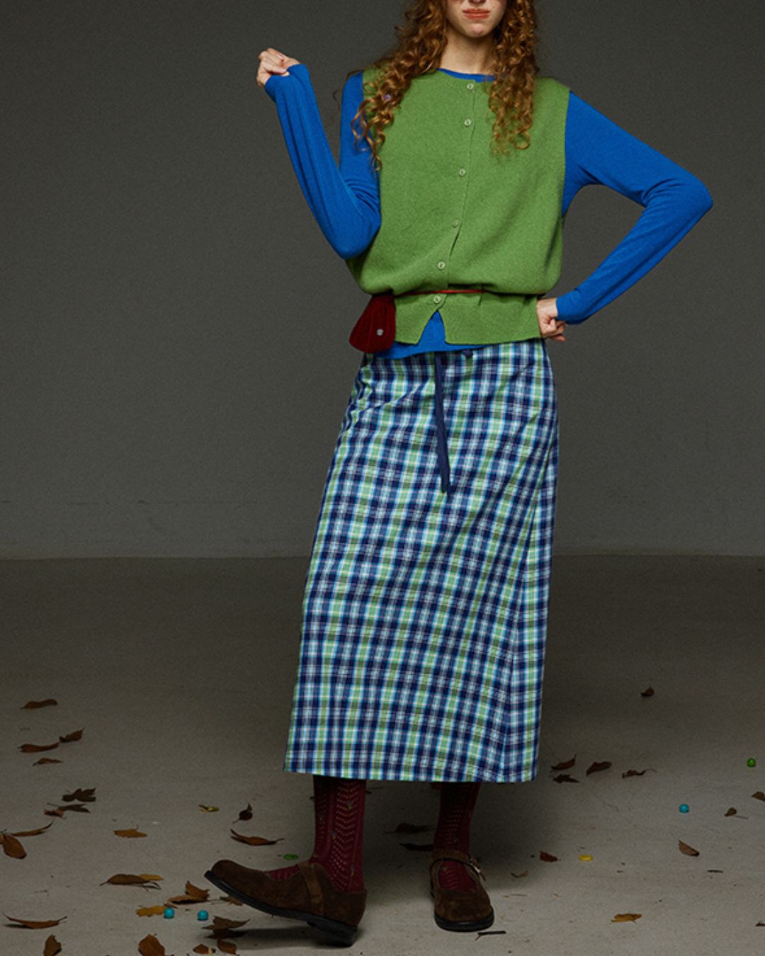 Retro Knit Front Button Vest　KN034