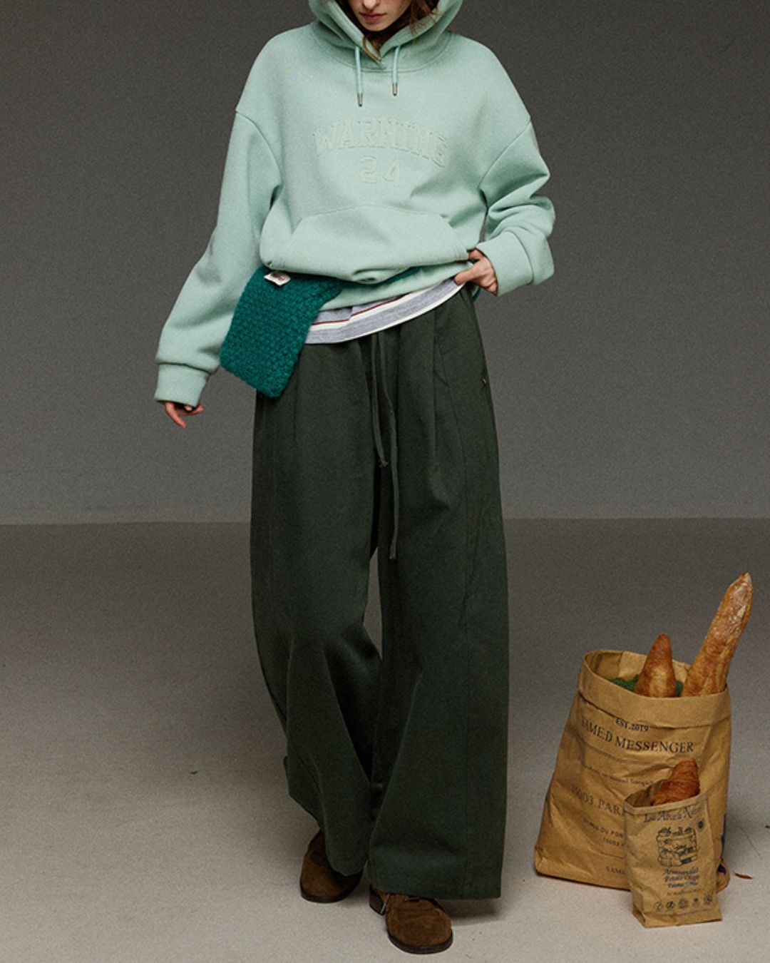 Drawstring Tuck Wide Denim Pants　DP011