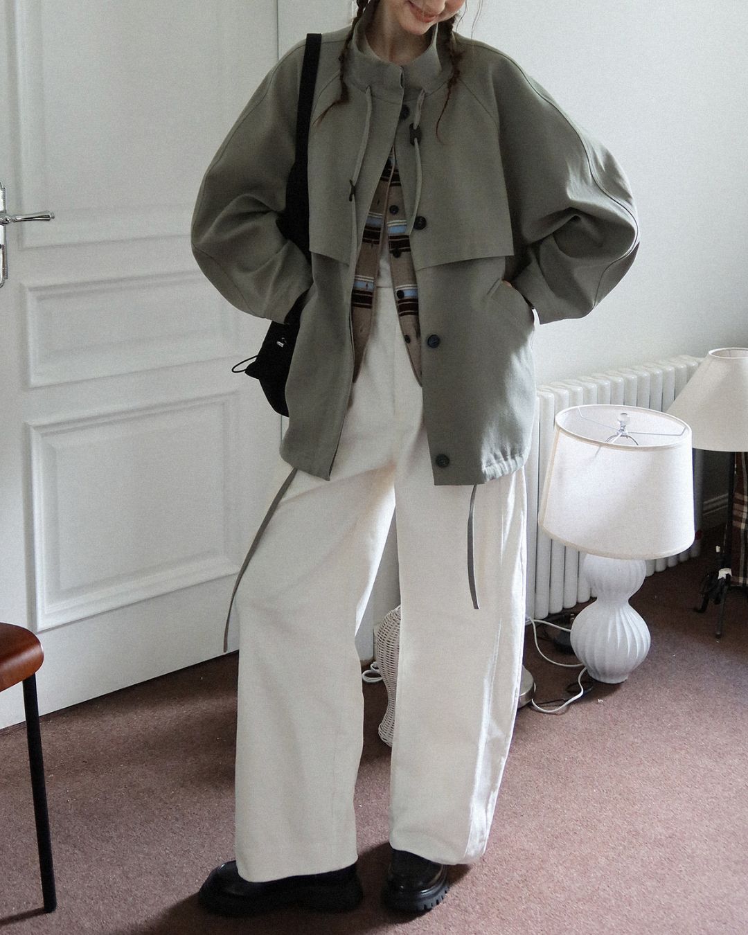 Stand Collar Drawstring Jacket　JK018