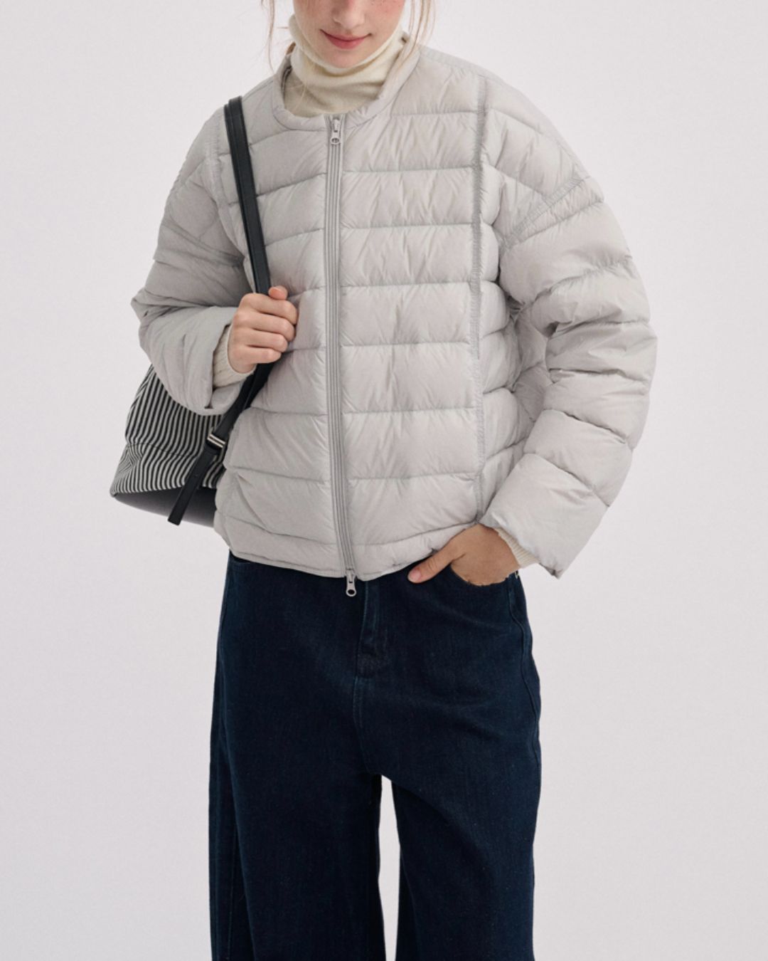 No-collar Drop Shoulder Down Jacket　JK068