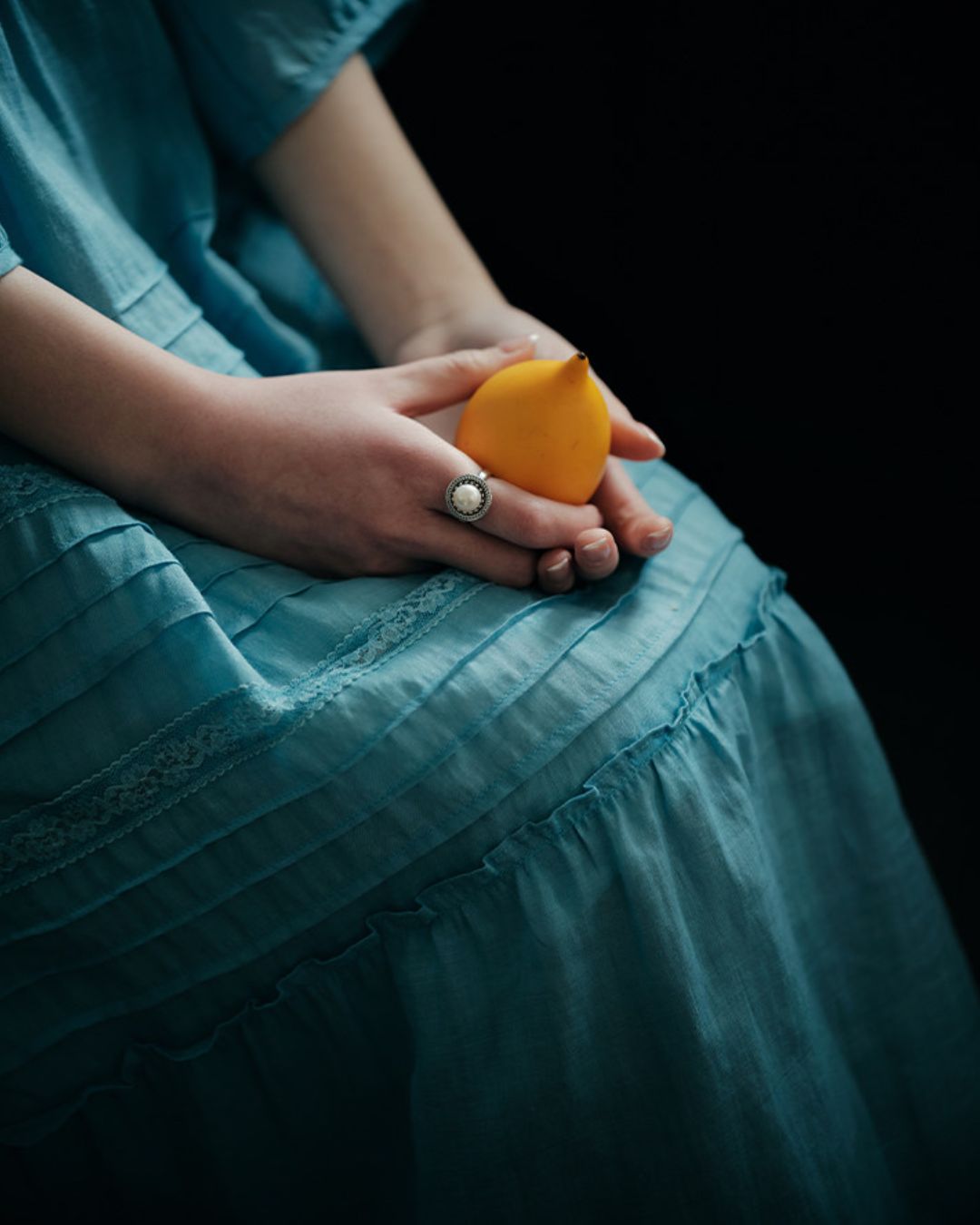 Round Neck 3/4 Sleeve Ramie Dress　OP004