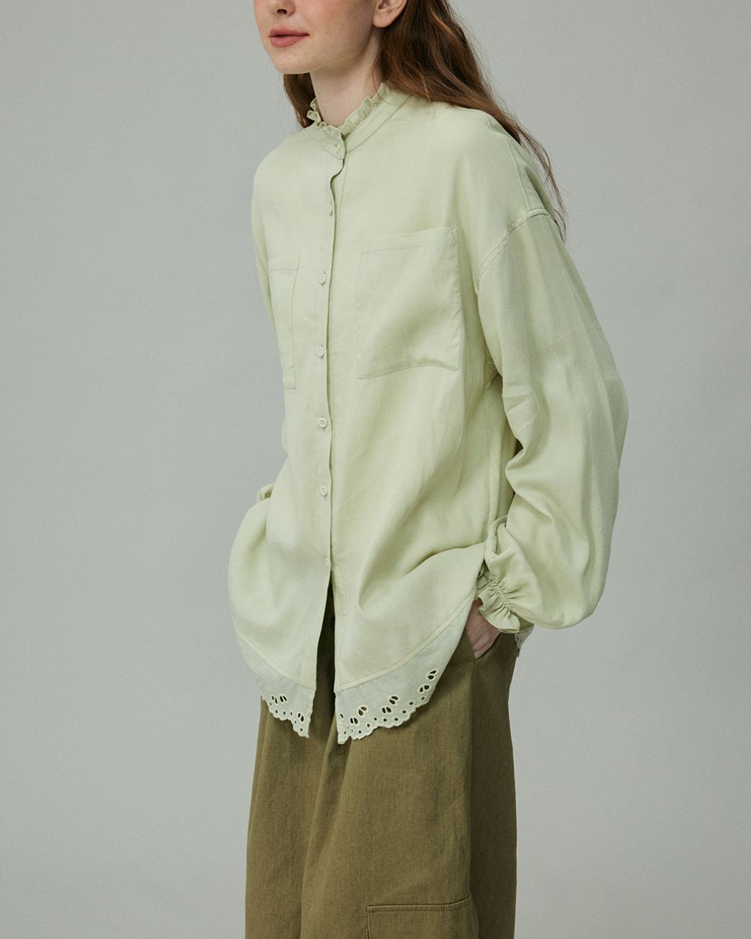 Stand Collar Frill Shirt　LS001