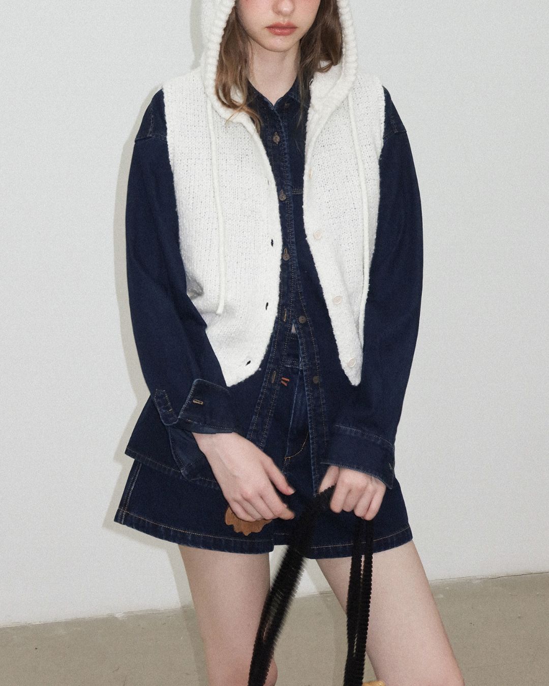 Loop Yarn Hooded Knit Vest　KN025