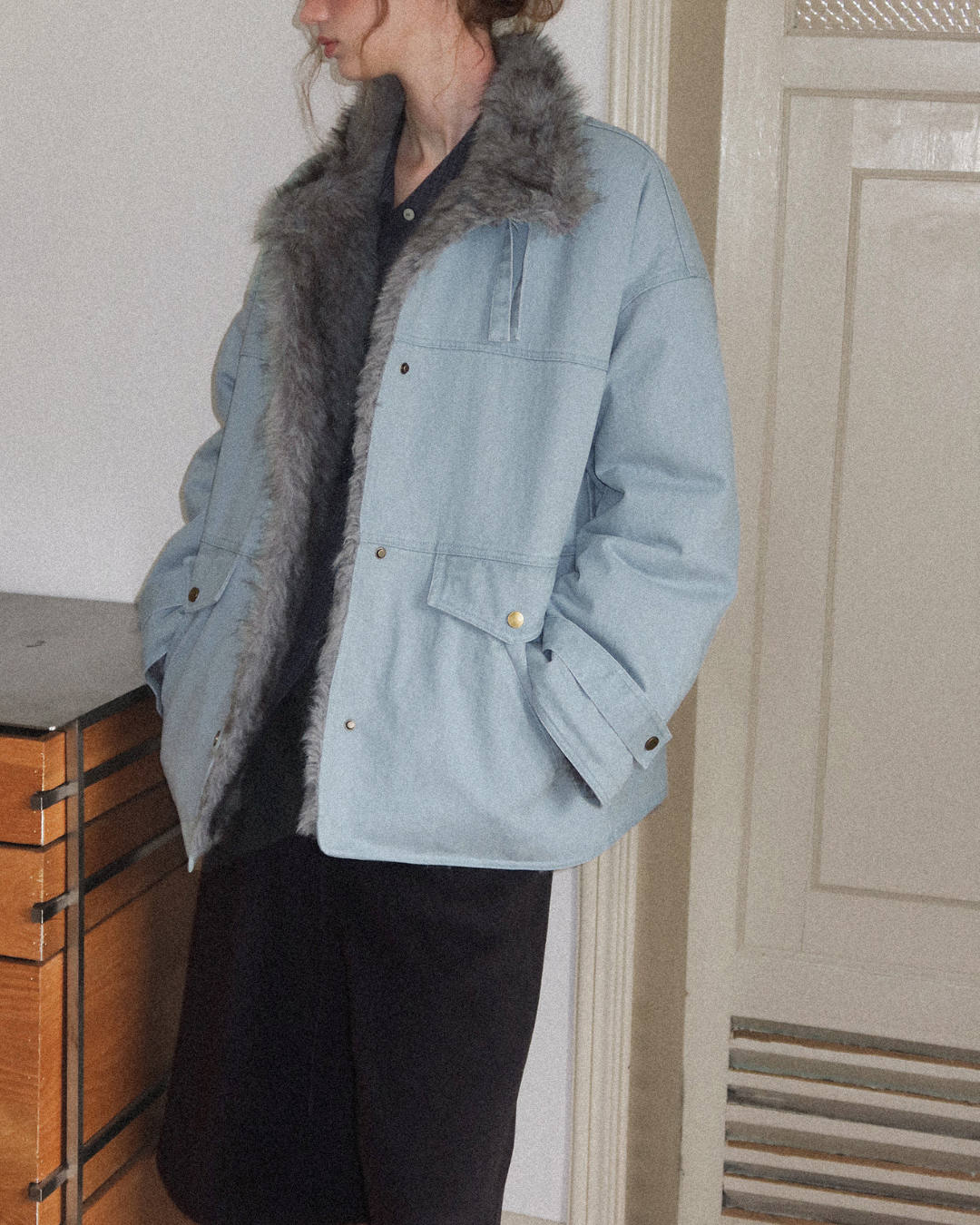 Vintage Fur-lined Denim Jacket　JK081