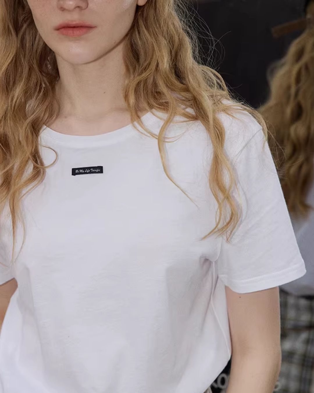 One-point Label Basic T-shirt　ST007