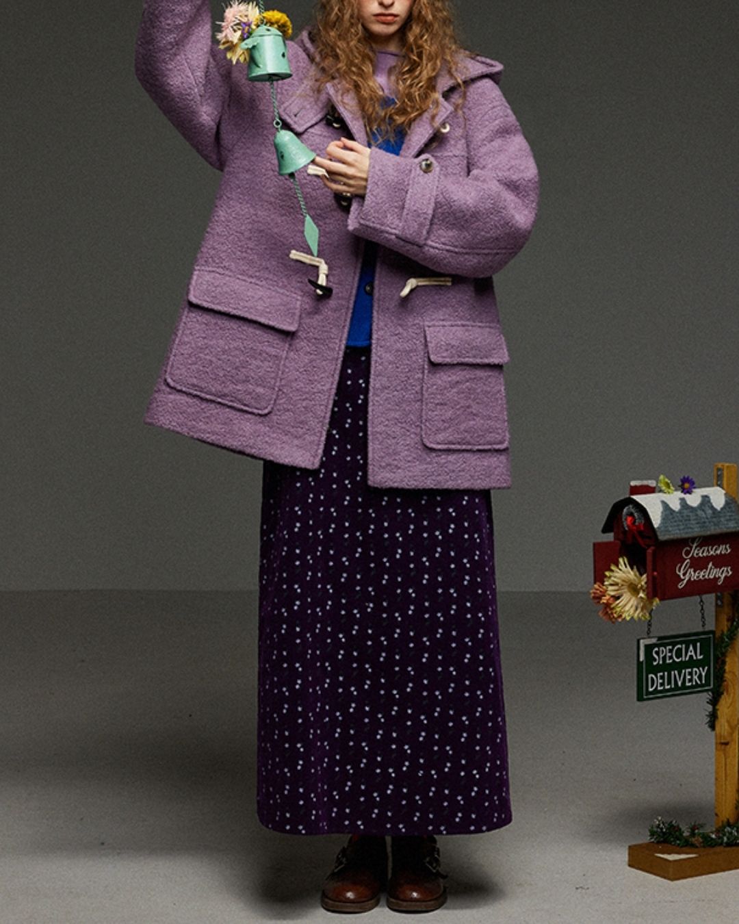 Retro Flower Corduroy Long Skirt　SK013