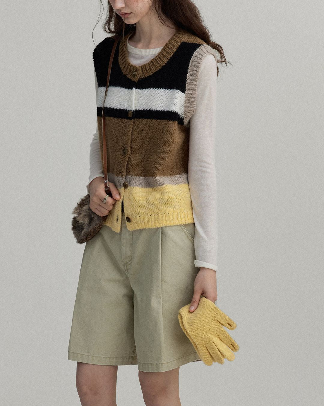 Contrast Color Knit Vest　KN019