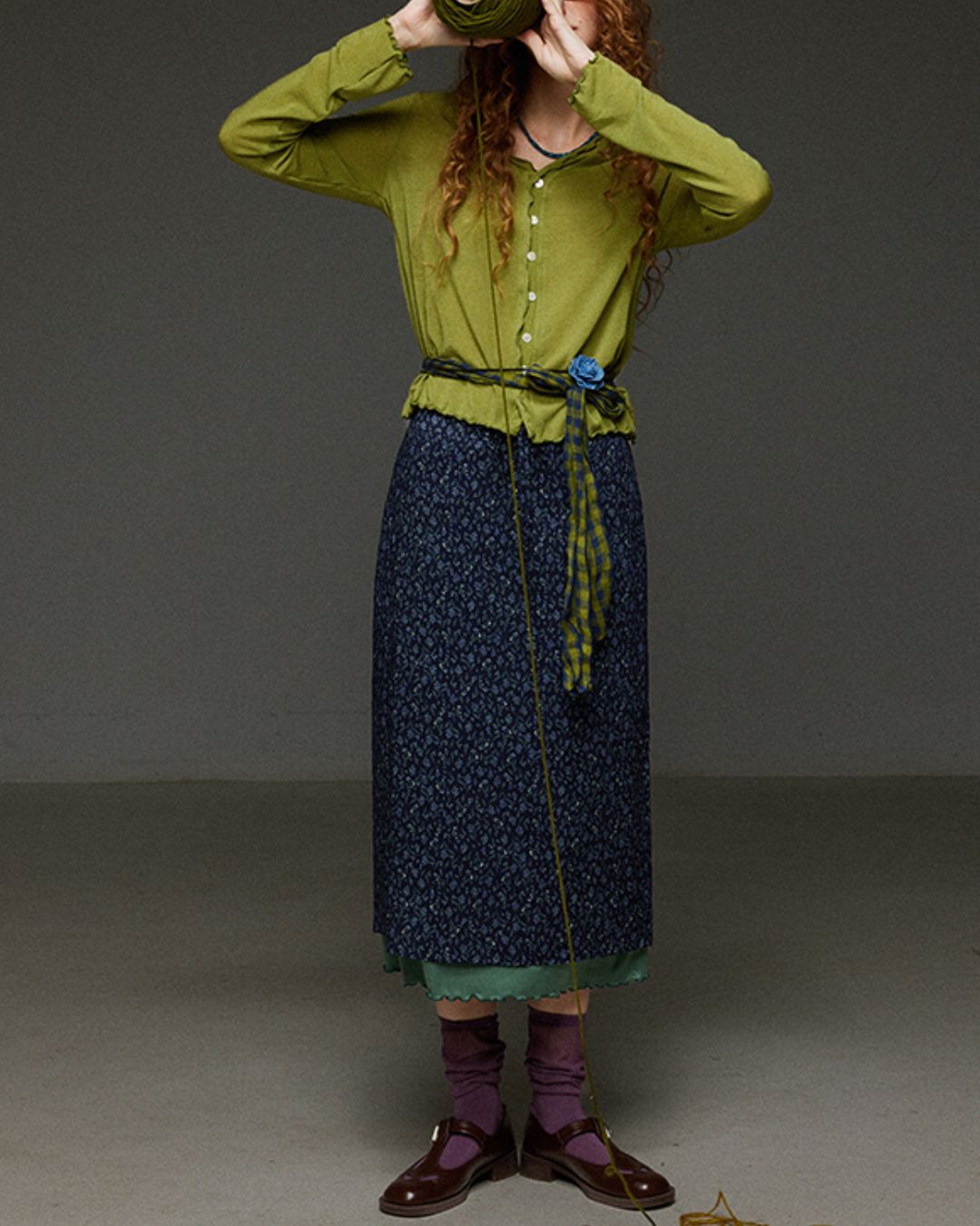 Merrow Frill V-Neck Knit Cardigan　KN032