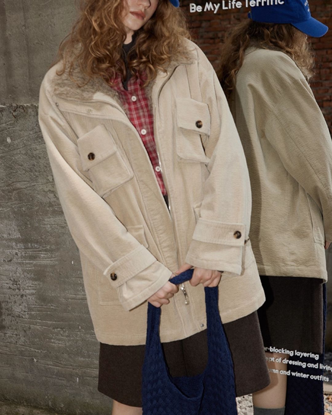 Fur-lined Corduroy Work Jacket　JK045