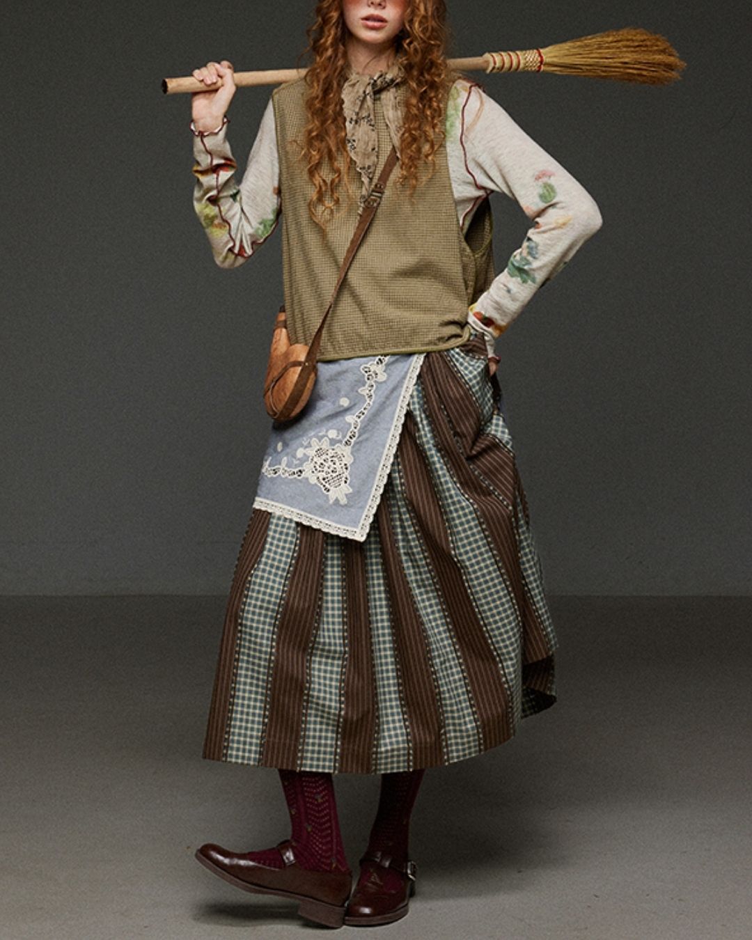 Mellow Frill Stitch Print T-shirt　LT011