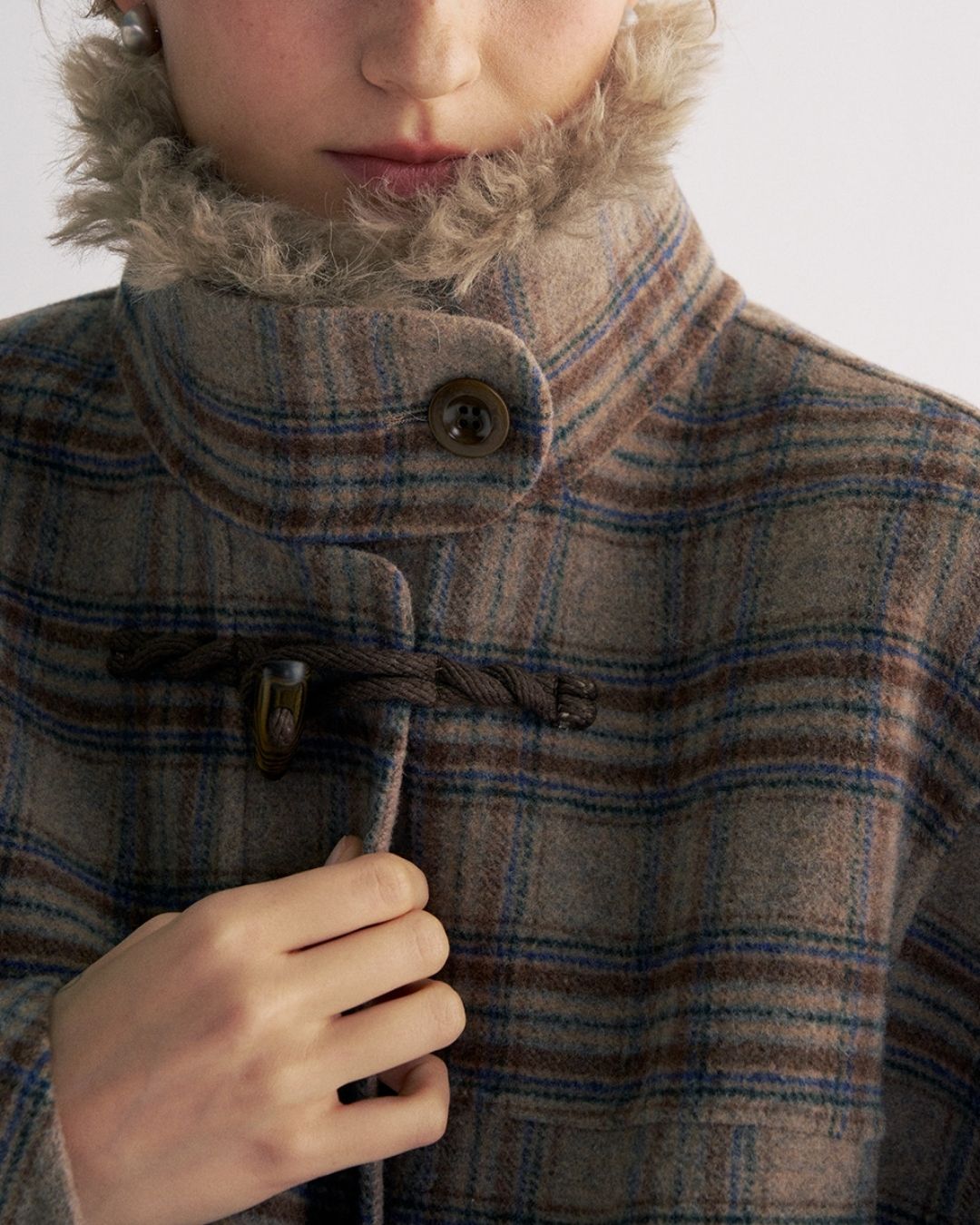 Stand Collar Duffle Check Coat　CT031