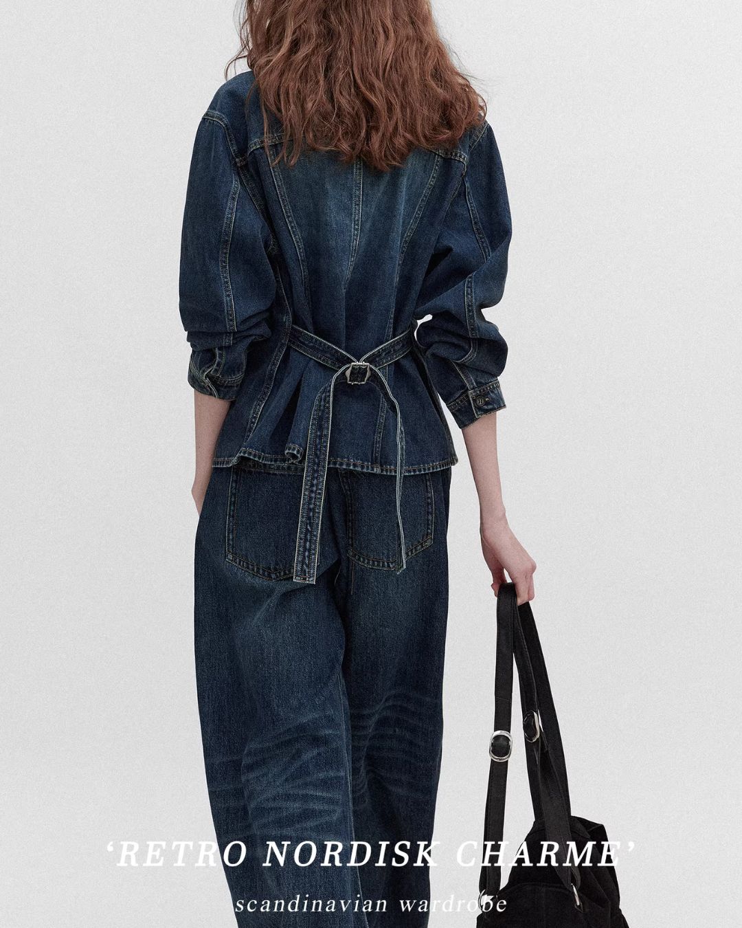 Washed Denim Shirt Jacket & Wide Denim Pants　JK091