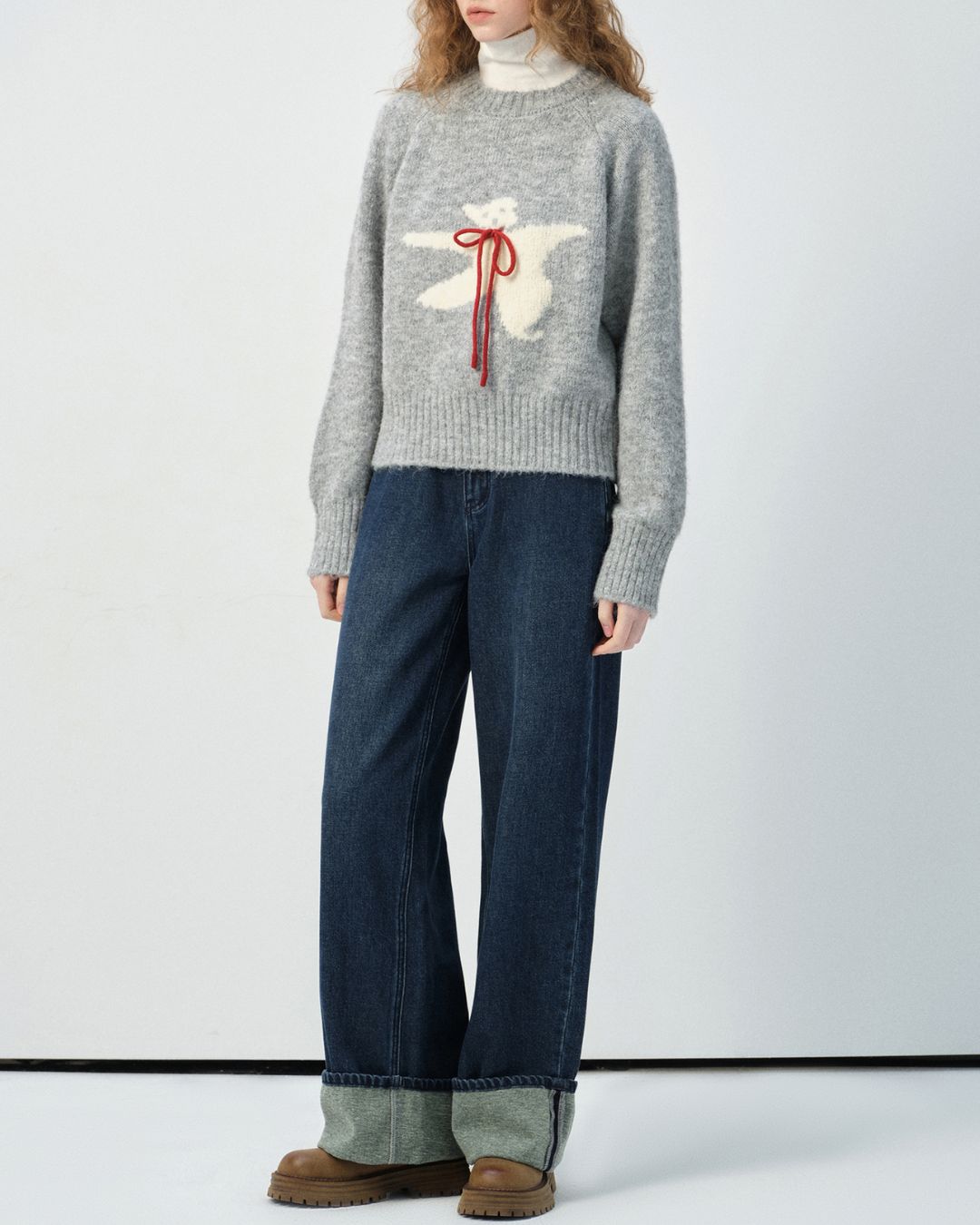 Bow Tie Bear Wool Sweater　KN040